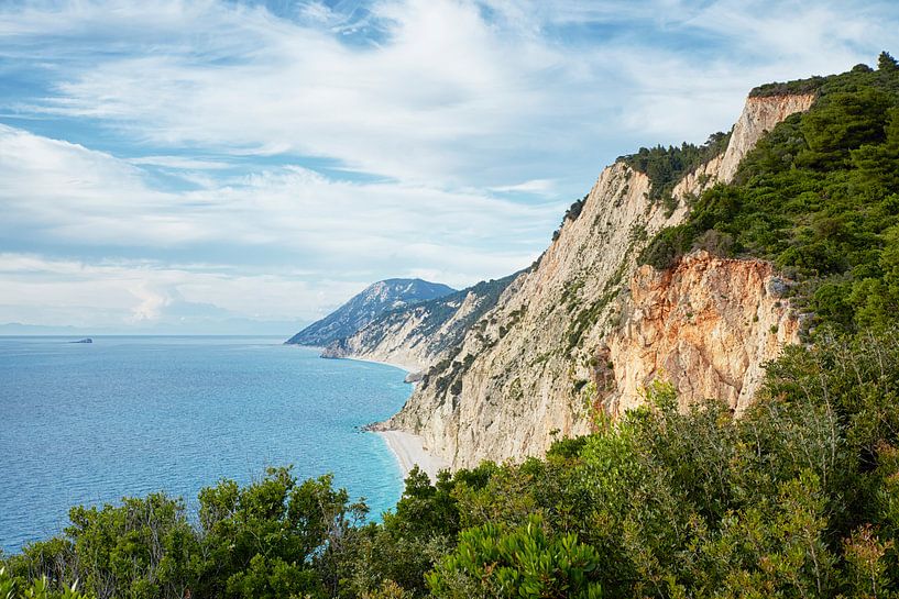 White cliffs at Lefkas in Greece by Cor de Hamer