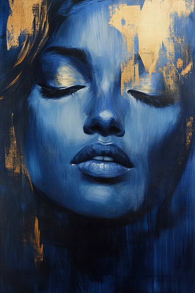 Blauwe elegantie - droomgezicht van Poster Art Shop