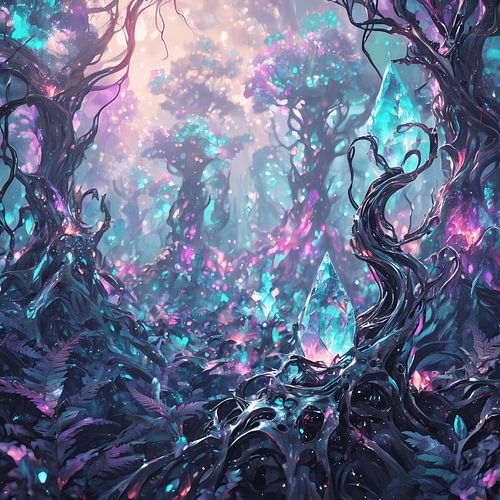 Futuristic Nature Aesthetic Wall Art | Neon Organic Digital Poster