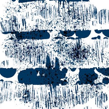 Abstracte marine blauwe minimalistische kunst. Maritiem landschap I van Dina Dankers