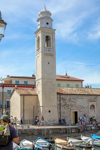 Port of Lazise (Lake Garda) with the church Pieve Romanica di San Nicolò by t.ART