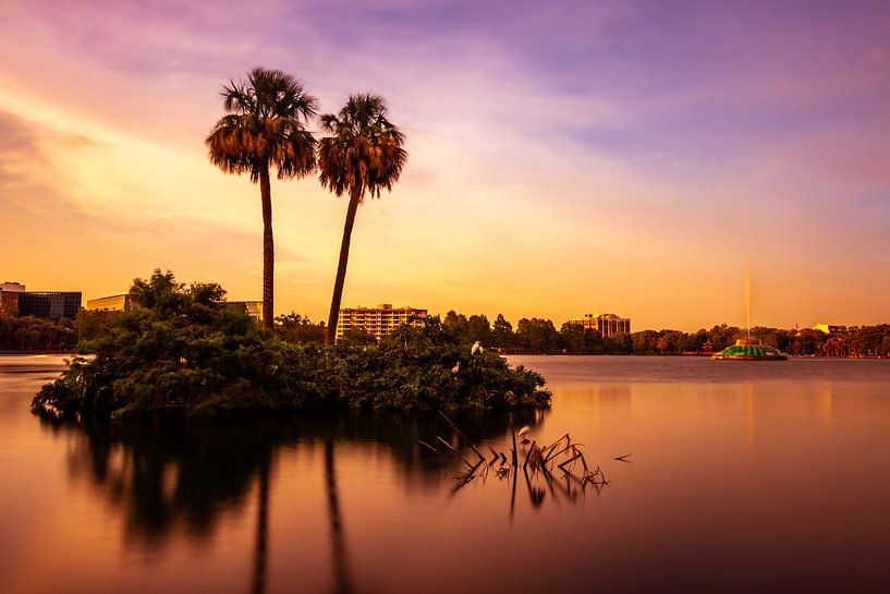 Lake Eola Orlando tijdens zonsondergang par John Ouds