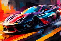 Super Sports Car Drive Side View - Colour Drawing