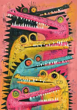 The Happy Crocodile Family by ARTEO Paintings