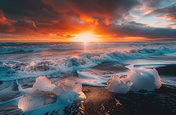 Gouden uur aan de kust van IJsland van fernlichtsicht