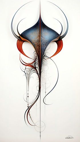 abstract figuur in blauw en oranje