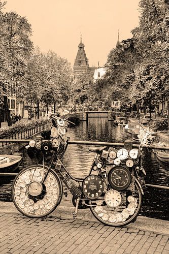 Binnenstad van Amsterdam Nederland Sepia