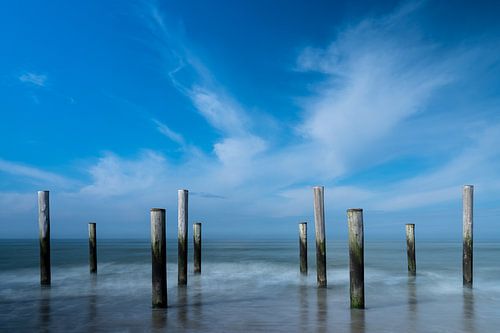 The Dutch coast near Petten on a sunny day