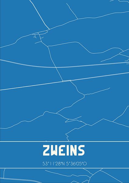 Blueprint | Map | Zweins (Fryslan) by Prints of Place