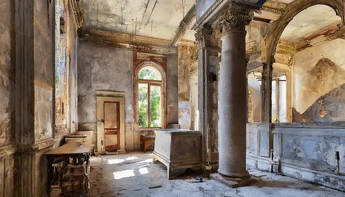 Verloren plaats met kolommen