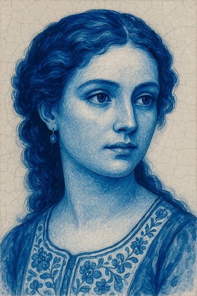 Delftsblauw Meisje, Traditie in Digitale Lijnen van Karin van Bylevelt