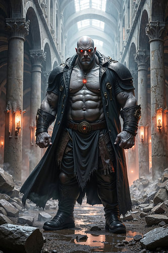 Dark Fantasy Gothic Wall Art: NOXVARION - The Guardian of the Destroyed City of Evil
