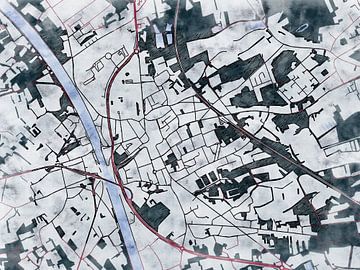 Kaart van Beringen in de stijl 'White Winter' van Maporia