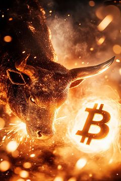 Stiermarkt met Bitcoin-symbool van Poster Art Shop