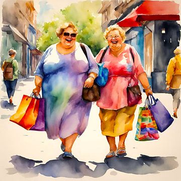 2 gesellige Damen beim Einkaufen von De gezellige Dames