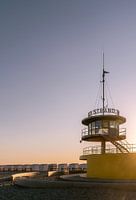 Sunrise at the beach house for lifeguards at the coast inKnokke-heist