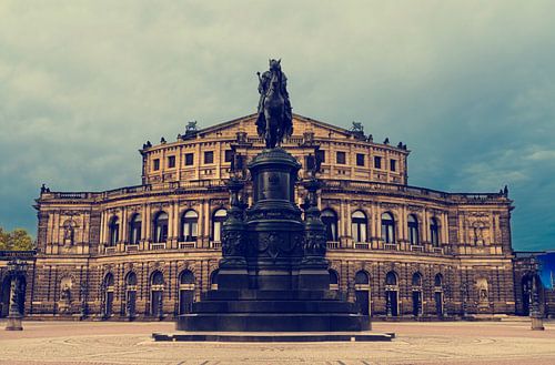 Semperoper and statue of king Johann. Opera House on theaterplatz in Dresden, Germany