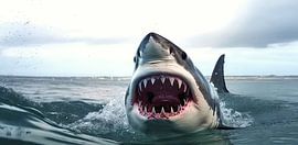 Furchterregender Weiße-Hai-Kopf von Frank Heinz