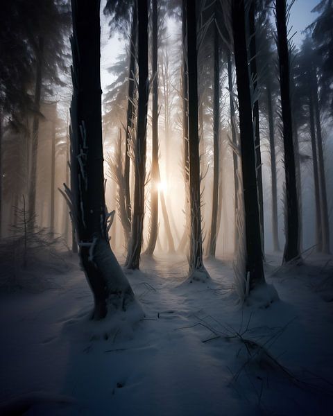 Winterbos van fernlichtsicht