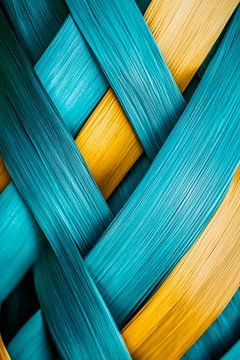 Kleurrijk weefsel van blauwe en gele draden van Poster Art Shop