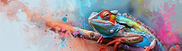 Kameleon Schilderij | Colorful Whisper van Blikvanger Schilderijen