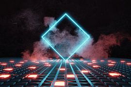 Gedrehtes Neon Viereck auf leuchtende Buttons von Besa Art