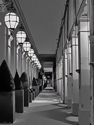 Pariser beleuchteter Korridor bei Nacht