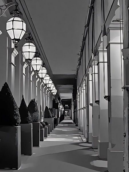 Pariser beleuchteter Korridor bei Nacht von Sergio Pazzano