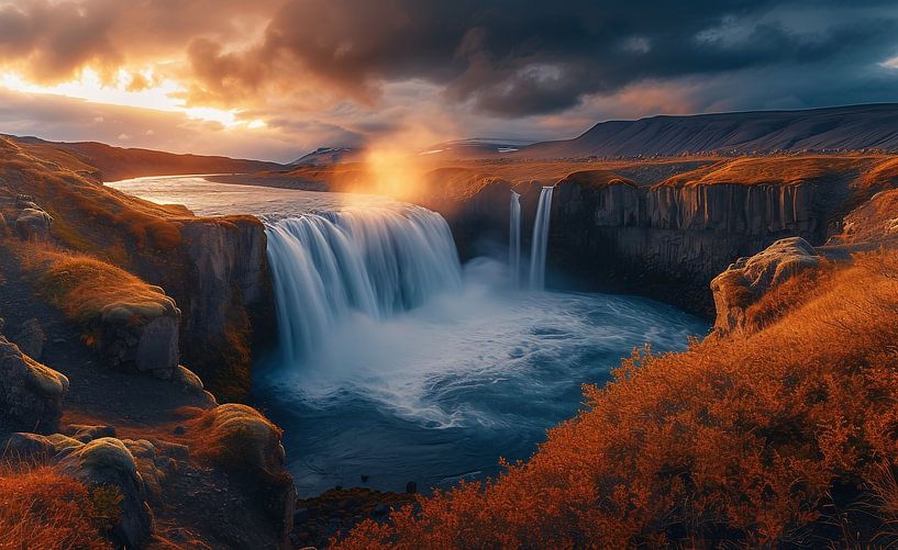 IJsland waterval uitzicht van fernlichtsicht