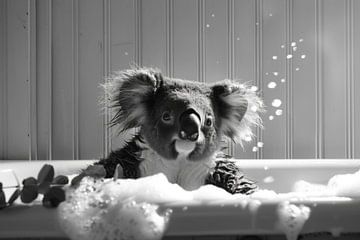 Koala détendu dans la salle de bain - Un charmant tableau de salle de bain pour vos toilettes sur Felix Brönnimann