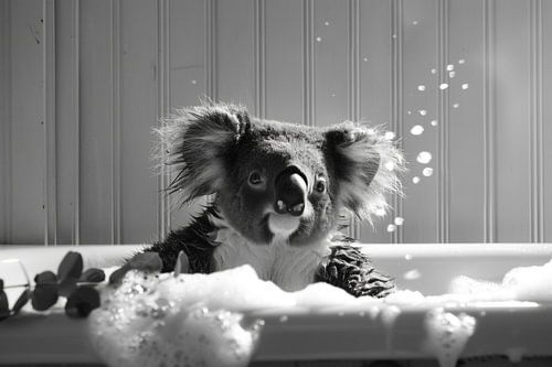 Ontspannen koala in de badkamer - een charmante badkamerfoto voor je toilet