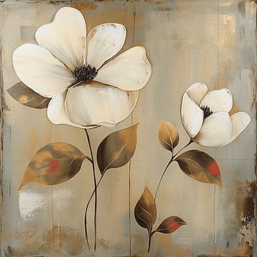 Flowers abstract, neutral and timeless by Mel Digital Art