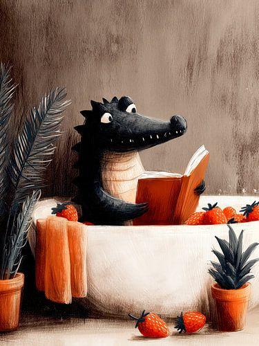 Crocodile taking bath by JBJart Justyna Jaszke