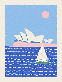 Sydney Opera House and Sailboat – Minimal Travel Art