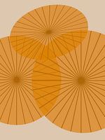 An abstract representation of three orange parasols in Thailand