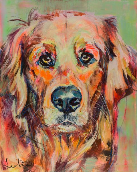 Golden Retriever von Gemälde Liesbeth Serlie