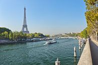 Zicht op de Seine en de Eiffeltoren. van Rene du Chatenier thumbnail