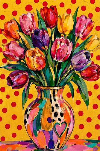 A splendour of tulips in yellow and red