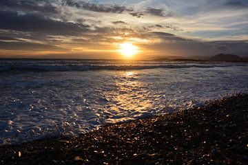 Coucher de soleil sur la plage d'Isla Plana, Murcie