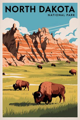 North Dakota Vintage Travel Poster