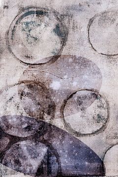 Moderne abstracte organische vormen in aardetinten: beige, grijs en blauw van Dina Dankers