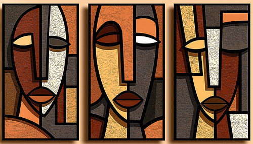 Faces Triptych by Jacky