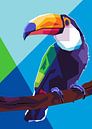 Tukanvogel im Pop-Art-Porträt von Dico Hendry Miniaturansicht
