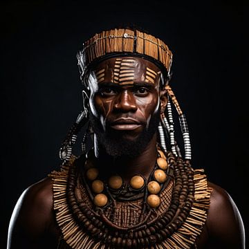 Afrikaanse Krijger uit Stam Canvas von Surreal Media