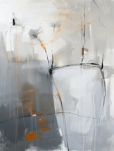 Modern abstract in wit, zwart en oranje