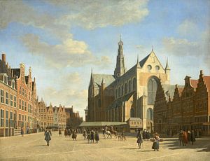 De Grote Markt in Haarlem met de Sint-Baafskerk, Gerrit Berckheyde, de Grote Markt in Haarlem