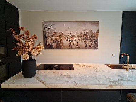 Skaten in einem Dorf - Hendrick Avercamp