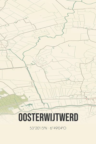 Vintage map of Oosterwijtwerd (Groningen) by Prints of Place