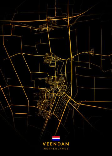 Veendam Stadsplattegrond Modern Zwartgoud