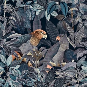Papegaaien Jungle Paradijs Grijs van Andrea Haase